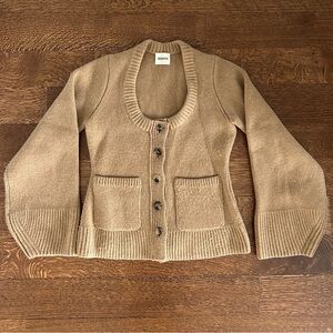 KHAITE Caro Cardigan in Camel color